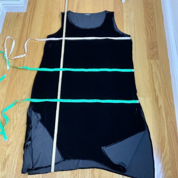 Citron Dress Black Velvet Silk Blend Sleeveless Midi Maxi 52” Bust (~3X) - Picture 7 of 8